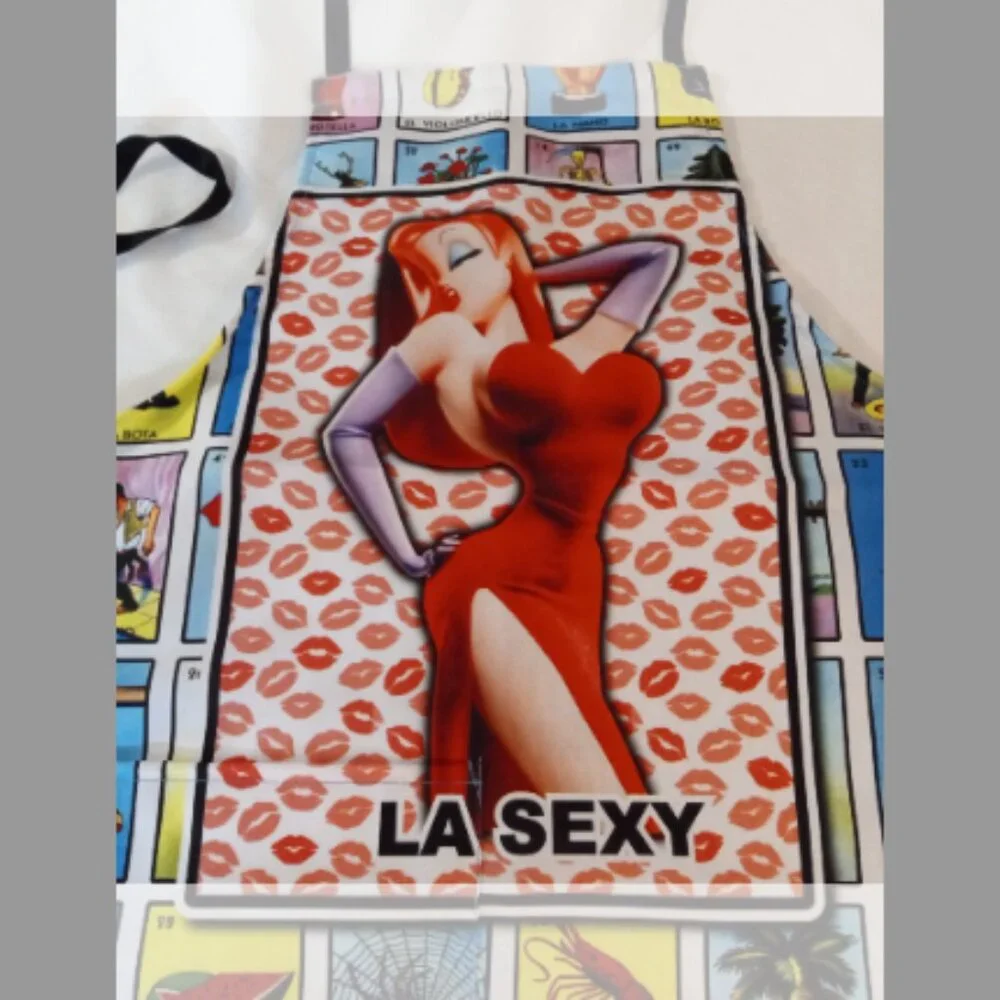 Funny Mexican Loteria La Sexy Kitchen Apron Mandil Handmade Adult